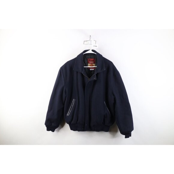 Vintage 80s 90s Streetwear Mens XL Leather Wool Varsity Bomber Jacket Blue USA